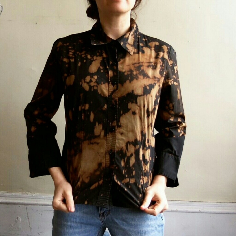 Bleach Splattered Button Up Shirt